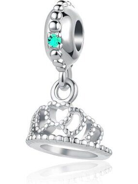 December Birthstone Princess Queen Crown Charm For Pandora Bracelets Jewelry